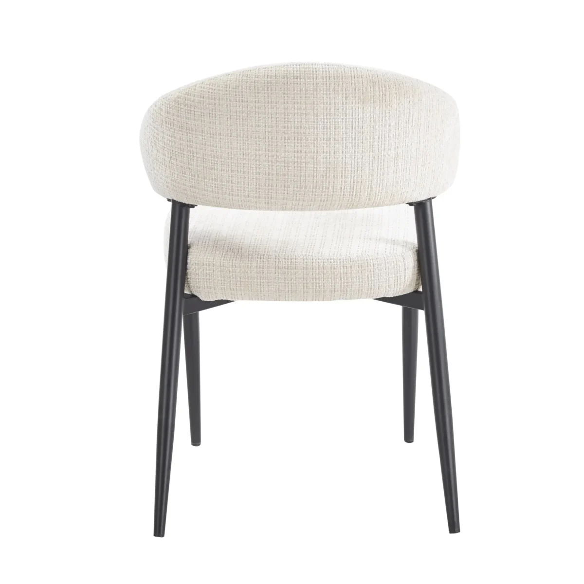 כיסא מרופד לפינת אוכל דגם 6162 בבד קרם עם רגליים שחורות - מבט אחורי