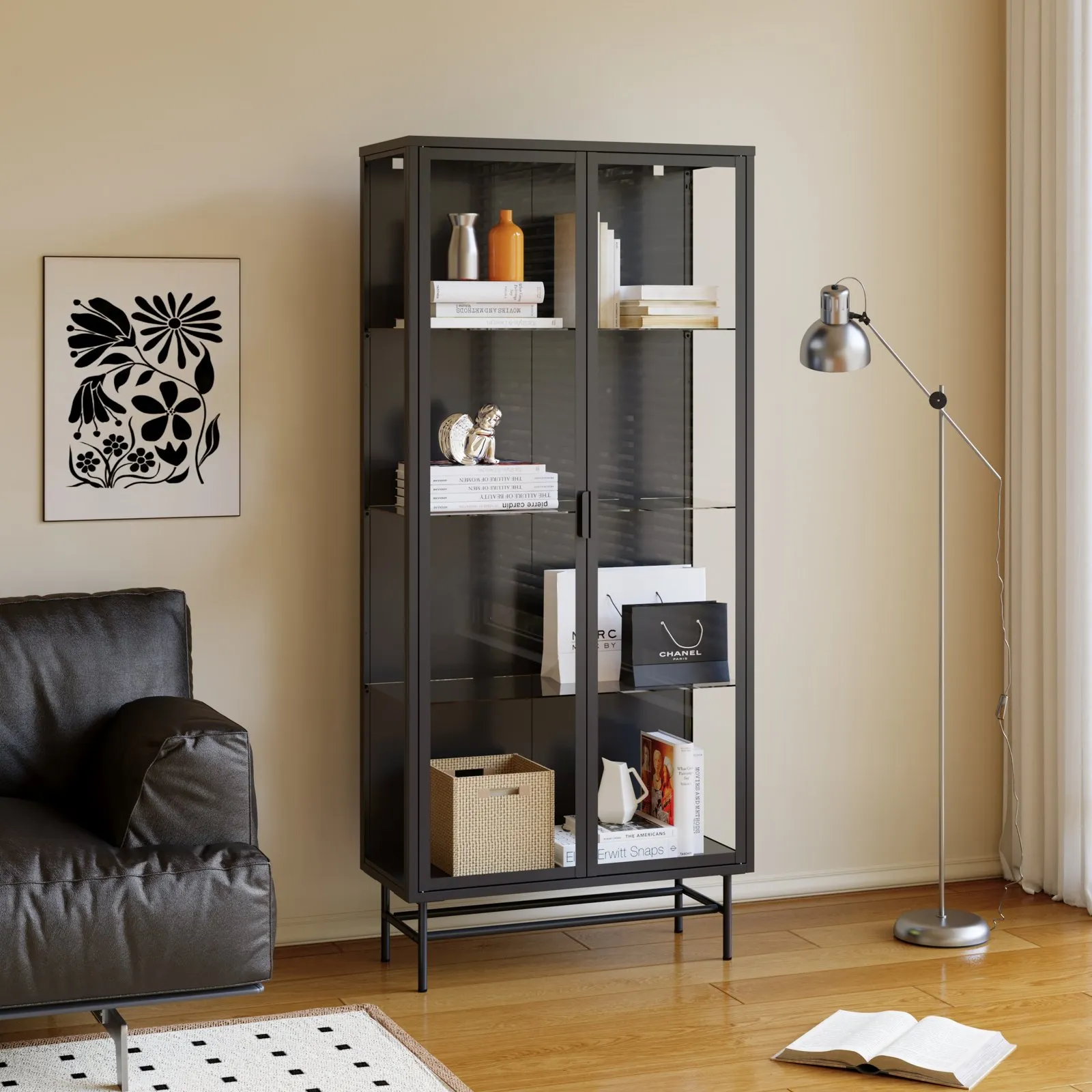 ויטרינת זכוכית מחוסמת דגם 2599 בצבע שחור 1 ויטרינת זכוכית מחוסמת דגם 2599 בצבע שחור — בסלון, דלתות סגורות